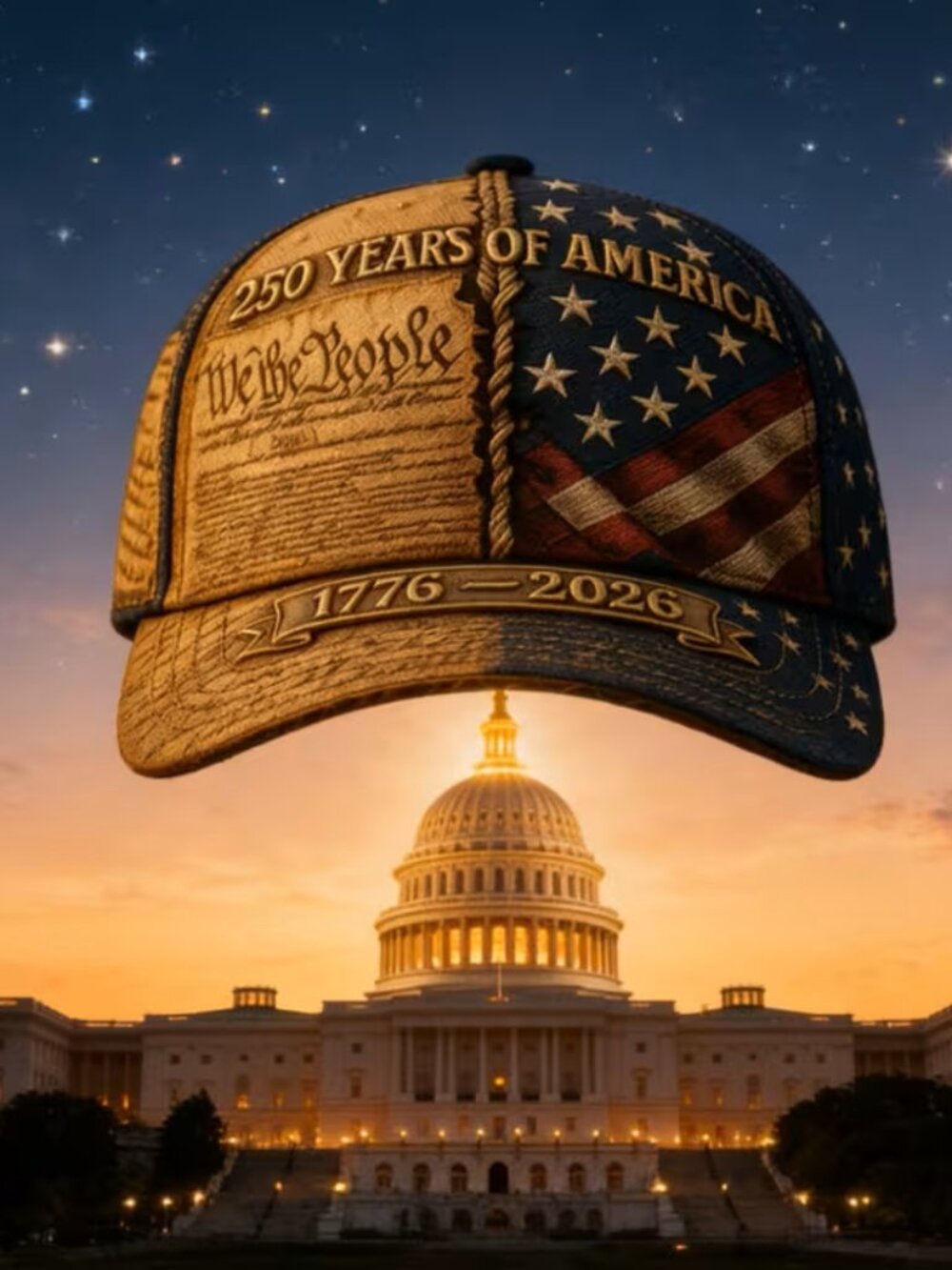 250th Anniversary American Flag Baseball Cap | American Patriotism, American